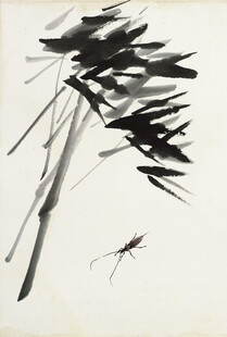 齐白石水墨竹影间的灵动小虫