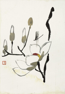 齐白石水墨玉兰图