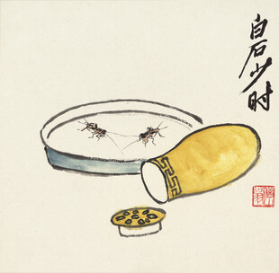 齐白石水墨风驱蚊场景图