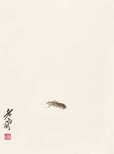 齐白石水墨飞鸟图