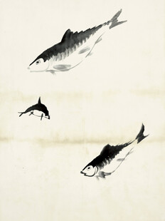 齐白石水墨游鱼图