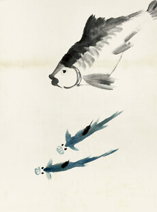 齐白石水墨游鱼图