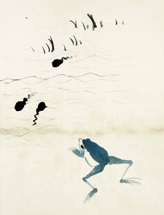 青蛙跳跃于雪地之上