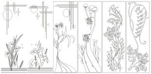 花草鱼鸟线条 矢量线条画