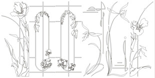 花草鱼鸟线条 矢量线条画