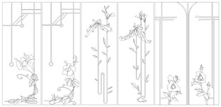 中式古典雕花门窗线稿图