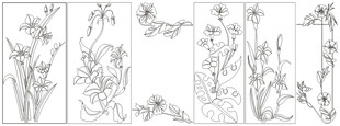 花卉线描图案设计素材