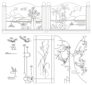 庭院景观设计线稿图