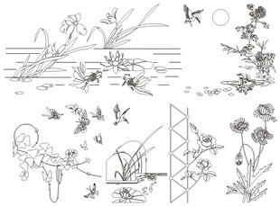 矢量线条画 艺术线条插画