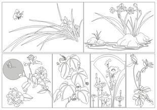 装饰线条图案 矢量线条画