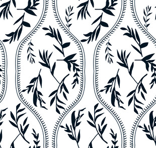 蓝白植物藤蔓花纹图案