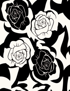 黑白玫瑰图案设计
