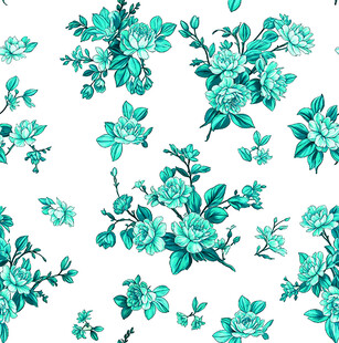 青绿色花卉图案背景