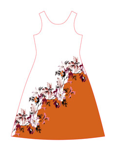 花卉图案无袖连衣裙