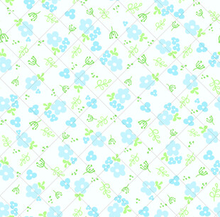 清新蓝花绿叶花卉图案