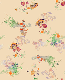 花卉蝴蝶图案复古风壁纸
