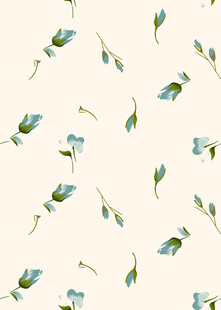 清新蓝绿植物碎花图案