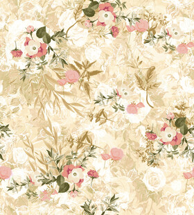 花卉图案米色背景布料
