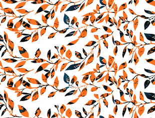 橙黑叶子图案背景纹理