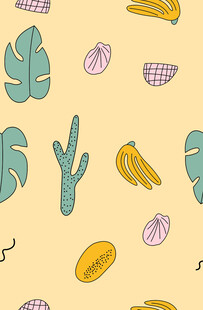 热带植物与水果图案背景