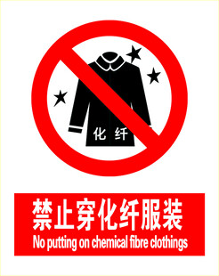 禁止穿化纤服装警示标识
