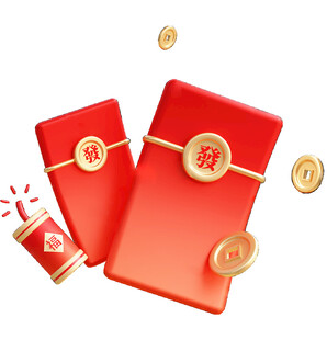 喜庆红包与金币元素