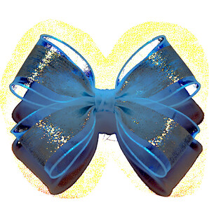 蓝色闪粉网纱蝴蝶结发饰