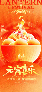元宵喜乐团圆汤圆图海报