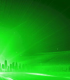 绿色激光特效城市景观