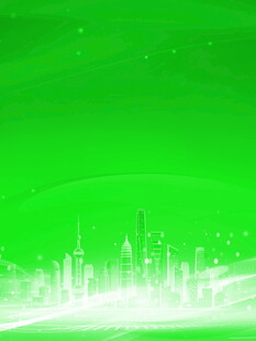 绿色渐变城市天际线背景
