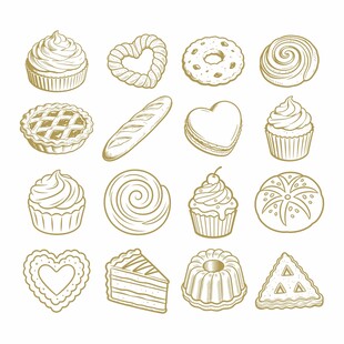 手绘美味糕点集合