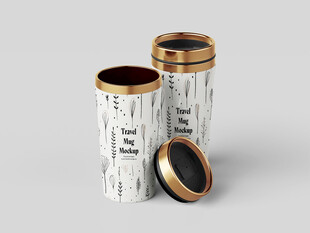 金色随身杯咖啡杯样机展示