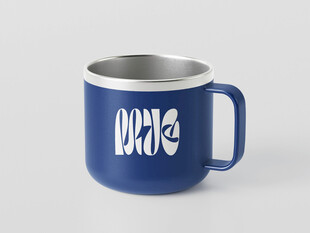 蓝色马克杯水杯样机展示