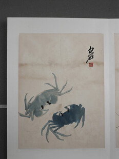 齐白石水墨双蟹图