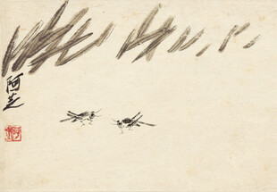 齐白石水墨飞鸟图