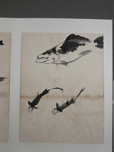 齐白石水墨锦鲤画作