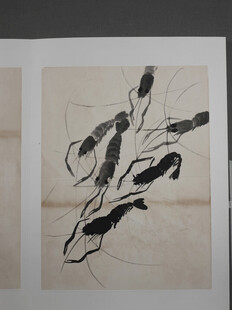 齐白石水墨虾画艺术作品