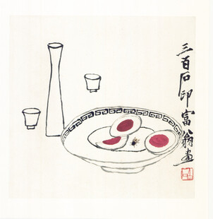 齐白石中式茶点与茶具雅致画面