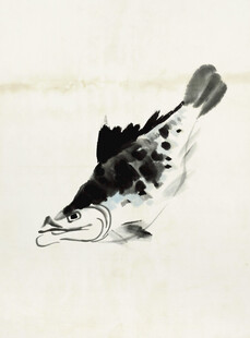 齐白石水墨绘鱼图