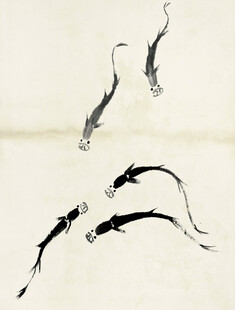 齐白石水墨游鱼图