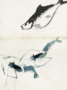 齐白石水墨游鱼图