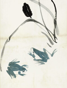 齐白石水墨鱼趣图