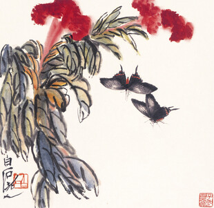 齐白石水墨花鸟图