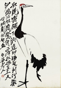 齐白石丹顶鹤水墨画