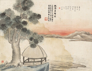 齐白石水墨山水间的孤亭幽景