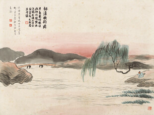 齐白石水墨山水意境图