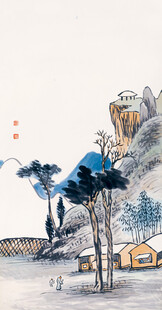 齐白石水墨山水间的静谧村落