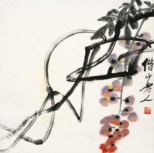 齐白石水墨花卉写意画