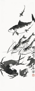 群鱼游弋水墨画