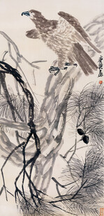 齐白石水墨鹰姿图